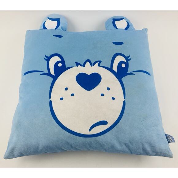 Care Bears Bedtime bear Pillow plush Square Grumpy Blue Raincloud Rain drop ears - Picture 1 of 9